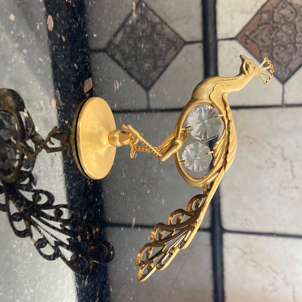 Austrian crystal 24k gold plated pracock figurine